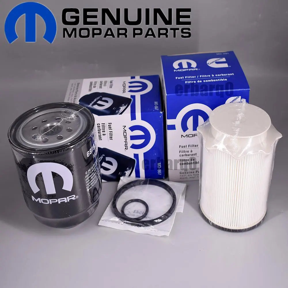 Close-up of Mopar OEM Fuel Filter Water Separator for Dodge Ram 6.7L Diesel - Reliable filtration, available at Mopar Truck Filters.