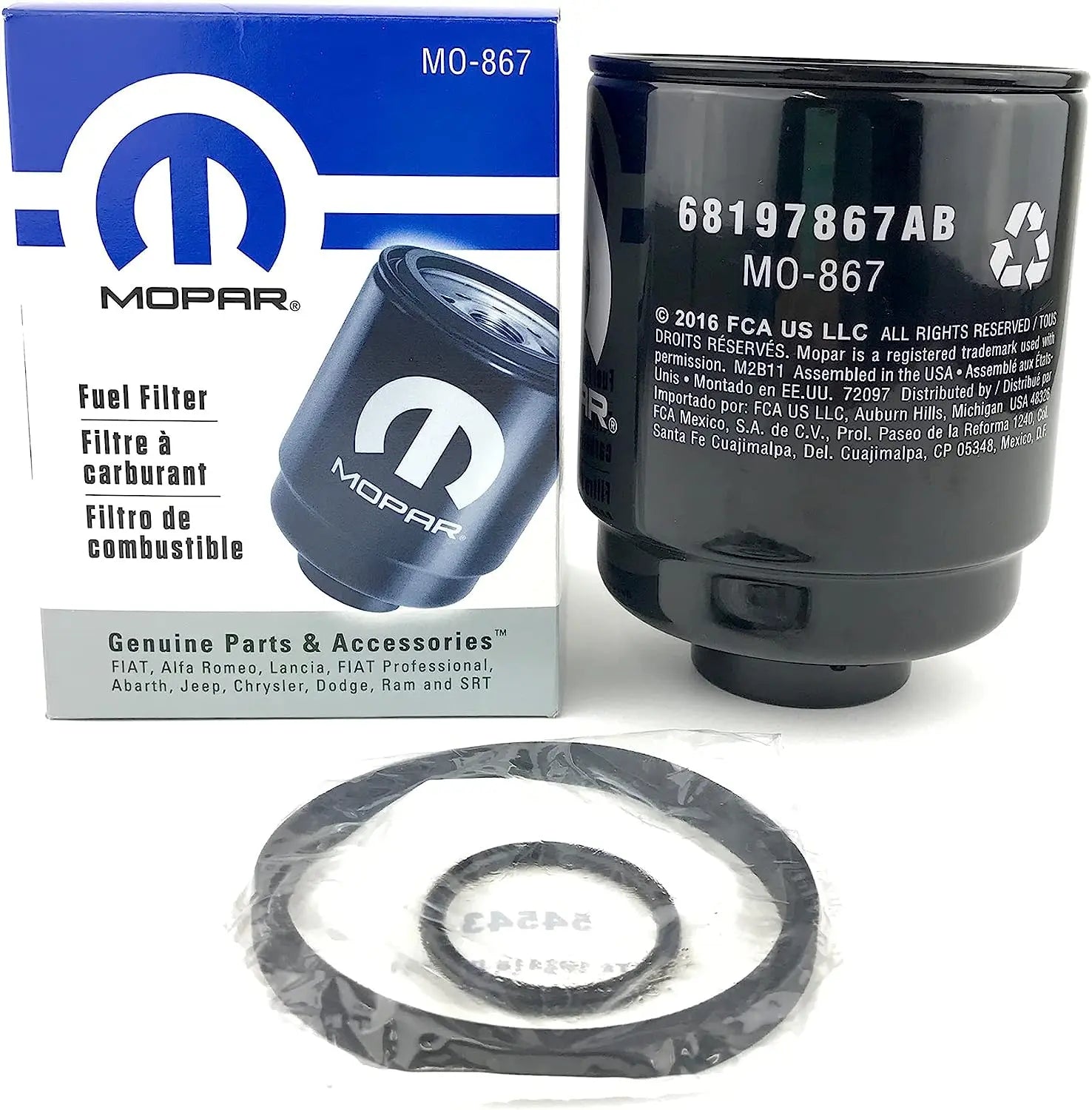 OEM Fuel Filters for 6.7L Cummins Turbo Diesel - Front and rear filters from Mopar Truck Filters for optimal engine performance.