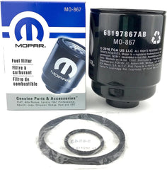 OEM Fuel Filters for 6.7L Cummins Turbo Diesel - Front and rear filters from Mopar Truck Filters for optimal engine performance.