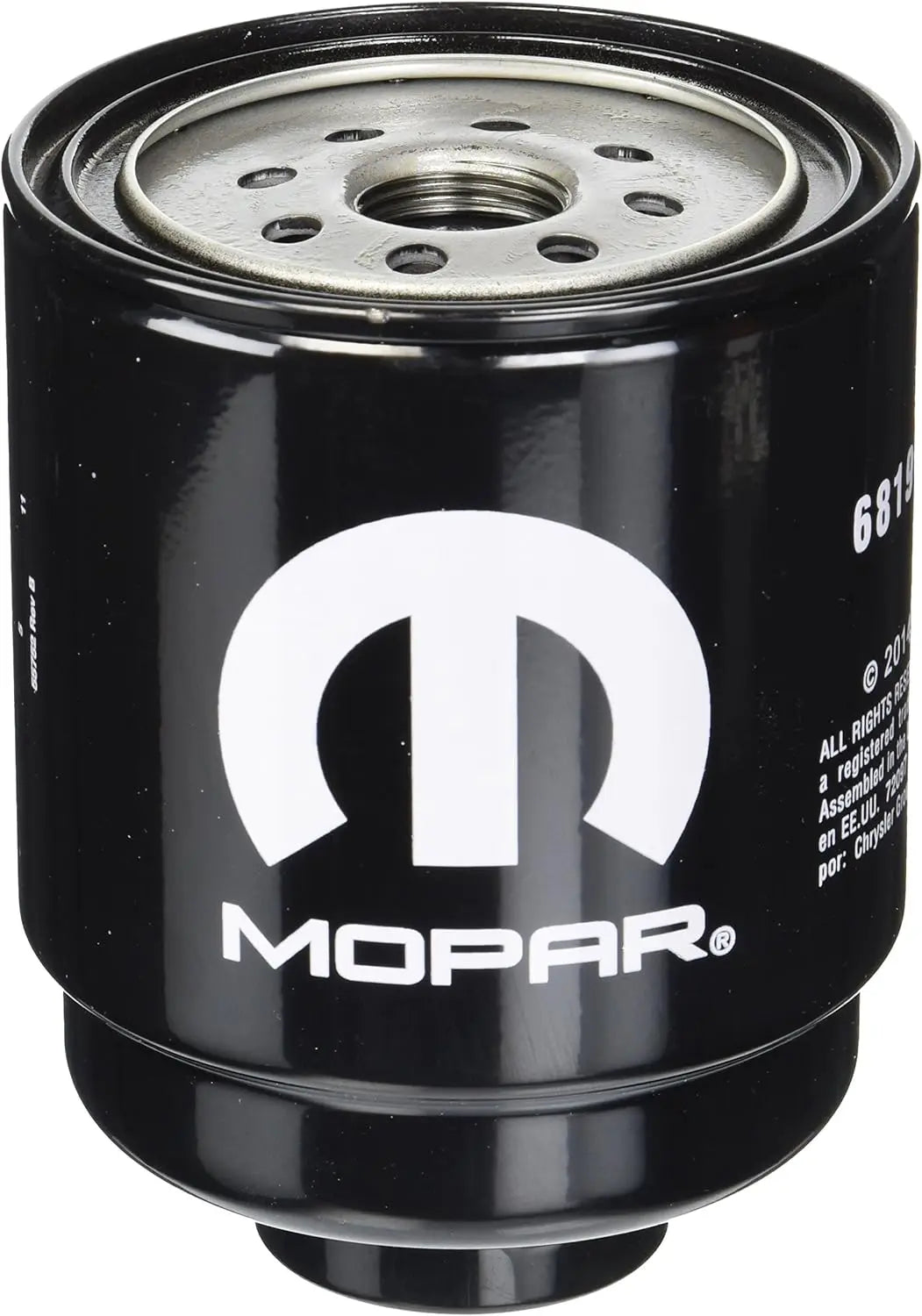 Close-up of OEM Front Fuel Filter for Dodge Ram 6.7L Diesel - Ensures clean fuel flow, available at Mopar Truck Filters.