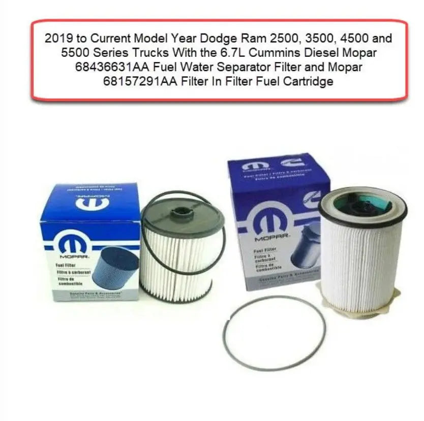 Mopar 68157291AA & 68436631AA Fuel Filter Kit - OEM parts ensuring precise fit and performance, from Mopar Truck Filters.